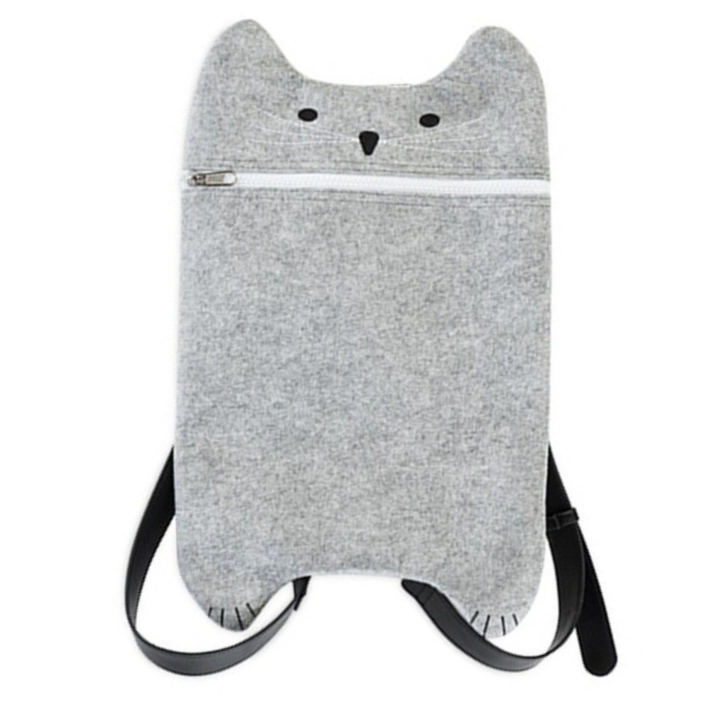 True Zoo Gray Cat Felt Backpack Crossbody Bag Grey Felt Animal Novelty Fun